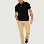 Brussels Short Sleeve Polo Shirt // Black + Bordeaux (S)