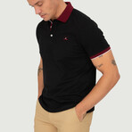 Brussels Short Sleeve Polo Shirt // Black + Bordeaux (S)