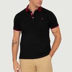 Brussels Short Sleeve Polo Shirt // Black + Bordeaux (S)