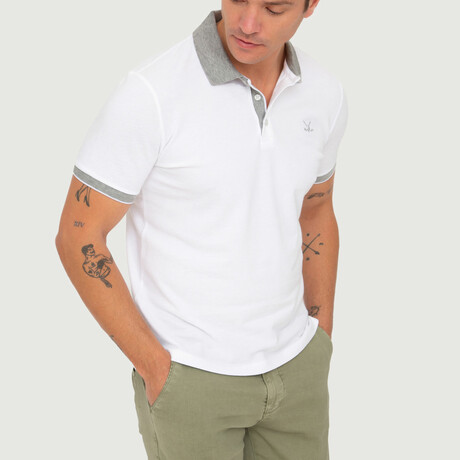 Brussels Short Sleeve Polo Shirt // Off White + Gray Melange (S)