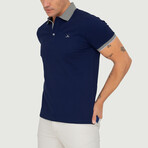 Brussels Short Sleeve Polo Shirt // Marine + Gray Melange (L)