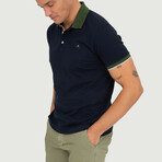 Brussels Short Sleeve Polo Shirt // Navy + Dark Green (S)