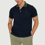 Brussels Short Sleeve Polo Shirt // Navy + Dark Green (S)