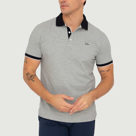 Brussels Short Sleeve Polo Shirt // Gray Melange + Black (S)
