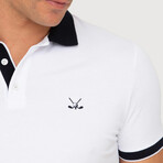 Brussels Short Sleeve Polo Shirt // White + Navy (S)