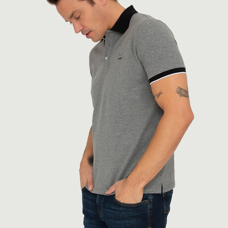 Brussels Short Sleeve Polo Shirt // Anthracite Melange + Black (S)