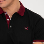 Brussels Short Sleeve Polo Shirt // Black + Bordeaux (S)