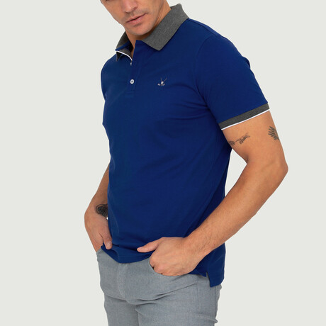 Brussels Short Sleeve Polo Shirt // Sax + Anthracite (S)