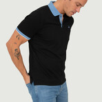 Brussels Short Sleeve Polo Shirt // Black + Blue (S)