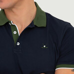 Brussels Short Sleeve Polo Shirt // Navy + Dark Green (S)