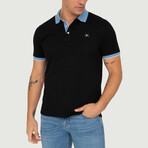 Brussels Short Sleeve Polo Shirt // Black + Blue (S)