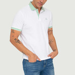 Brussels Short Sleeve Polo Shirt // Off White + Mint Green (S)