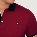 Brussels Short Sleeve Polo Shirt // Bordeaux + Navy (L)