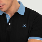 Brussels Short Sleeve Polo Shirt // Black + Blue (S)