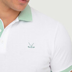Brussels Short Sleeve Polo Shirt // Off White + Mint Green (S)