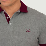 Brussels Short Sleeve Polo Shirt // Anthracite Melange + Bordeaux (S)