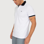 Brussels Short Sleeve Polo Shirt // White + Navy (S)