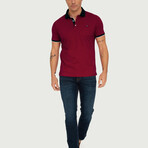 Brussels Short Sleeve Polo Shirt // Bordeaux + Navy (L)