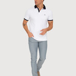 Brussels Short Sleeve Polo Shirt // White + Navy (S)