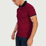 Brussels Short Sleeve Polo Shirt // Bordeaux + Navy (L)