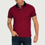 Brussels Short Sleeve Polo Shirt // Bordeaux + Navy (L)