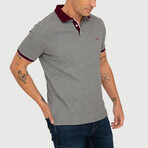 Brussels Short Sleeve Polo Shirt // Anthracite Melange + Bordeaux (S)