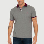 Brussels Short Sleeve Polo Shirt // Anthracite Melange + Bordeaux (S)