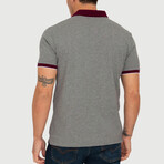 Brussels Short Sleeve Polo Shirt // Anthracite Melange + Bordeaux (S)