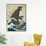 The Great Godzilla Off Kanagawa (16"L x 20"H Art Block Framed)