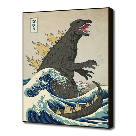 The Great Godzilla Off Kanagawa (16"L x 20"H Art Block Framed)