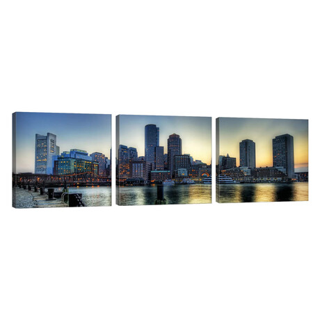Boston Panoramic Skyline Cityscape // Unknown Artist (20"L x 60"W x 1.5"H)