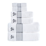 Brooks Brothers Rope Stripe Border // 6 Piece Towel Set (Anthracite)