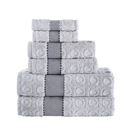 Circle in Square // Towel Set // Set of 6 (Silver)