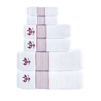 Brooks Brothers Rope Stripe Border // 6 Piece Towel Set (Scarlet Sage)