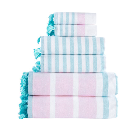 Brooks Brothers Turkish Pesthemal // 6 Piece Towel Set // Pink