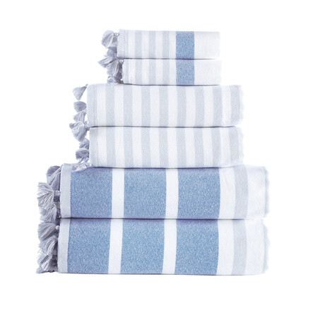 Brooks Brothers Turkish Pesthemal // 6 Piece Towel Set // Blue