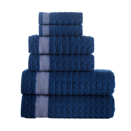 Herringbone Towel Set // Set of 6 (Navy)