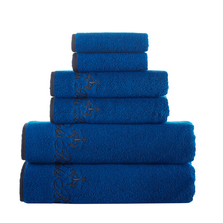 Contrast Frame // Towel Set // Set of 6 (Royal Blue)