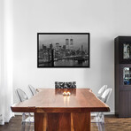 1980s New York City Lower Manhattan Skyline Brooklyn Bridge World Trade Center // Vintage Images (32"L x 48"W x 1.5"H)