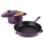 Neo 3 Piece Cast Iron Set // 3qt Covered Dutch Oven + 10" Fry Pan (Purple)