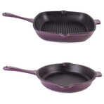 Neo 2 Piece Cast Iron Set // 10" Fry Pan + 11" Grill Pan (Blue)