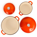 Neo 4 Piece Cast Iron Set // 3qt + 7qt Covered Dutch Ovens (Red)