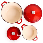 Neo 4 Piece Cast Iron Set // 3qt + 7qt Covered Dutch Ovens (Red)