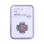 1917 Standing Liberty Quarter Type 1 // NGC Certified VF35 // Deluxe Collector's Pouch