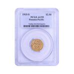 1915-S Panama Pacific $2.50 Gold Commemorative // PCGS Certified AU55 // Deluxe Collector's Pouch