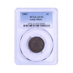 1864 Two Cent Piece // PCGS Certified AU53 // Deluxe Collector's Pouch