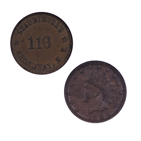 1863 Civil War Tokens // Set of 2 // NGC Certified Mint State // Deluxe Collector's Pouch