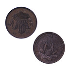 1863 Civil War Tokens // Set of 2 // NGC Certified Mint State // Deluxe Collector's Pouch