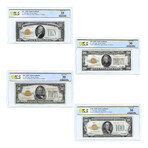 1928 Small Size Gold Certificate // Set of 4 // $10, $20, $50, & $100 Denominations // PCGS Certified Very Fine Condition