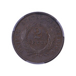 1864 Two Cent Piece // PCGS Certified AU53 // Deluxe Collector's Pouch